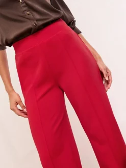 Lipsy Petite High Waist Wide Leg Trousers Red Clearance
