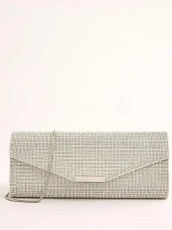 Lipsy Silver Hotfix Clutch Bag Discount