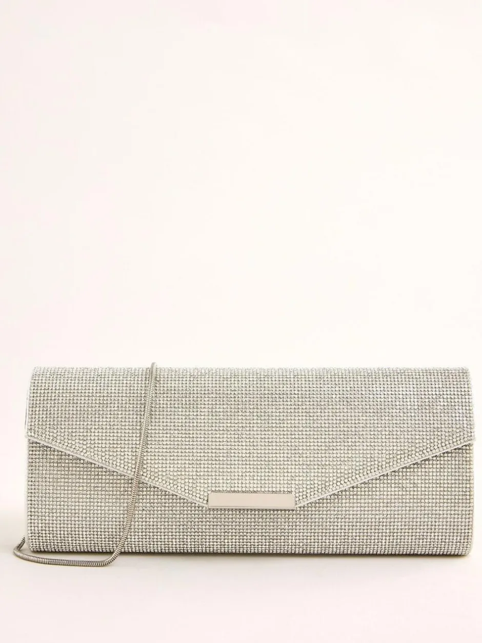 Lipsy Silver Hotfix Clutch Bag Discount