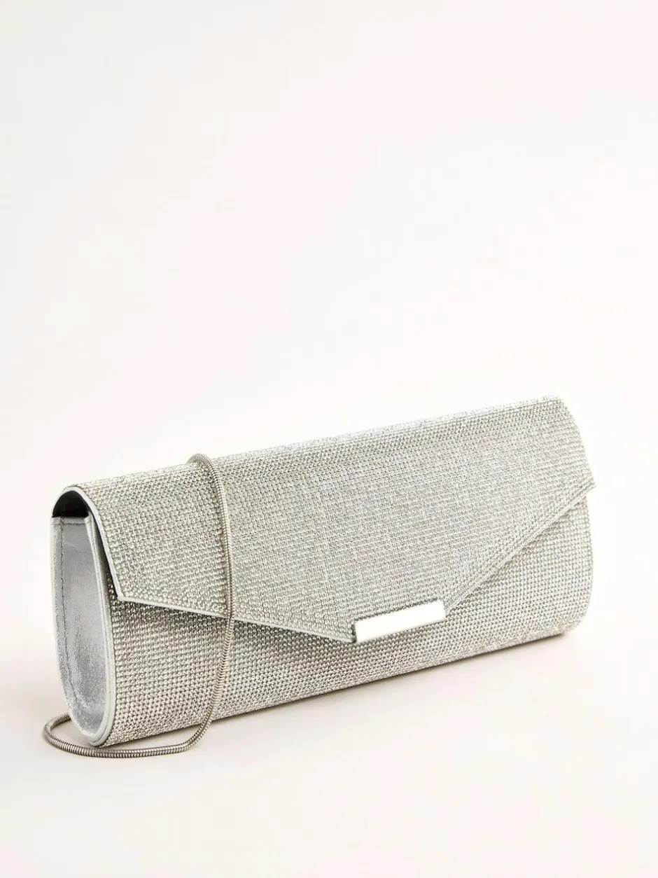 Lipsy Silver Hotfix Clutch Bag Discount