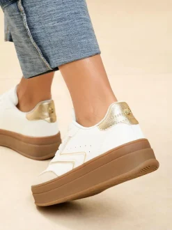 Lipsy Faux Suede Chunky Platform Sports Trainer White Outlet