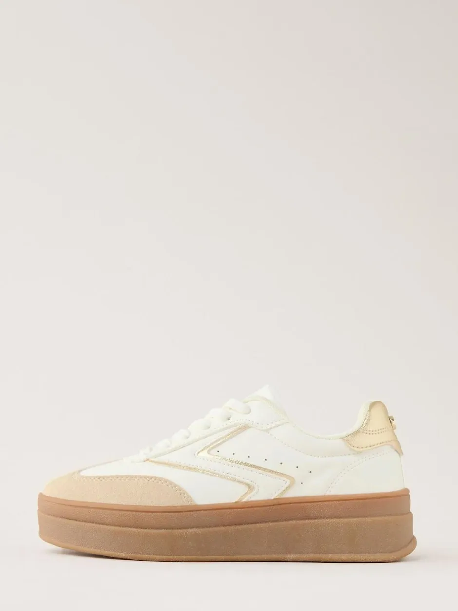 Lipsy Faux Suede Chunky Platform Sports Trainer White Outlet