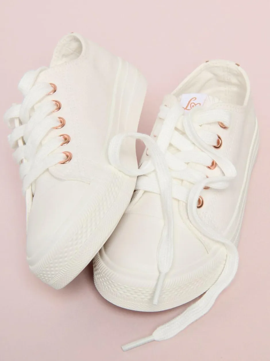 Lipsy Low Top Lace-Up Canvas Baseball Trainers White