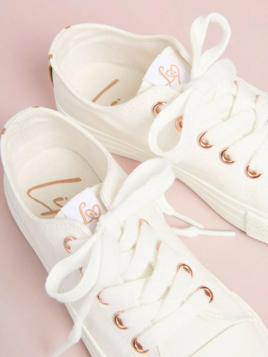 Lipsy Low Top Lace-Up Canvas Baseball Trainers White