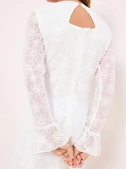 Lipsy White Teen Occasion Floral Lace Dress (10-16yrs)