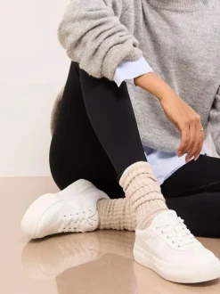Lipsy White Wide Fit Chunky Canvas Lace Up Sports Trainers Hot