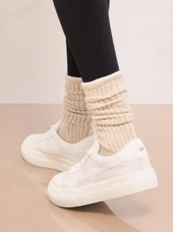 Lipsy White Wide Fit Chunky Canvas Lace Up Sports Trainers Hot