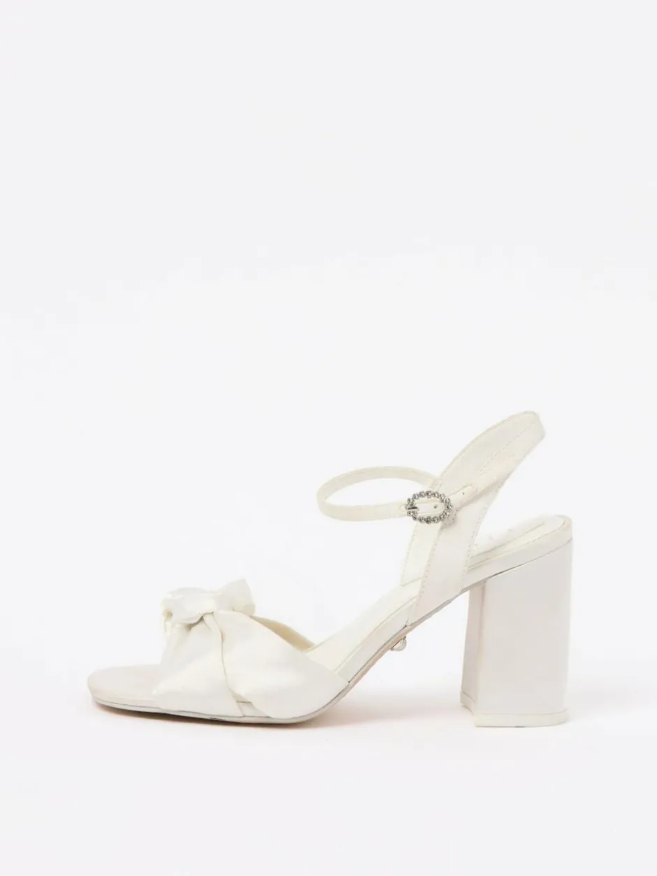 Lipsy White Wide Fit Knot Block Bridal Mid Heel Wedding Sandals Best