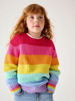 Little Bird by Jools Oliver Knitted Colourblock Jumper Pastel Rainbow Stripe Sale