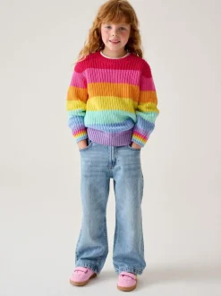 Little Bird by Jools Oliver Knitted Colourblock Jumper Pastel Rainbow Stripe Sale
