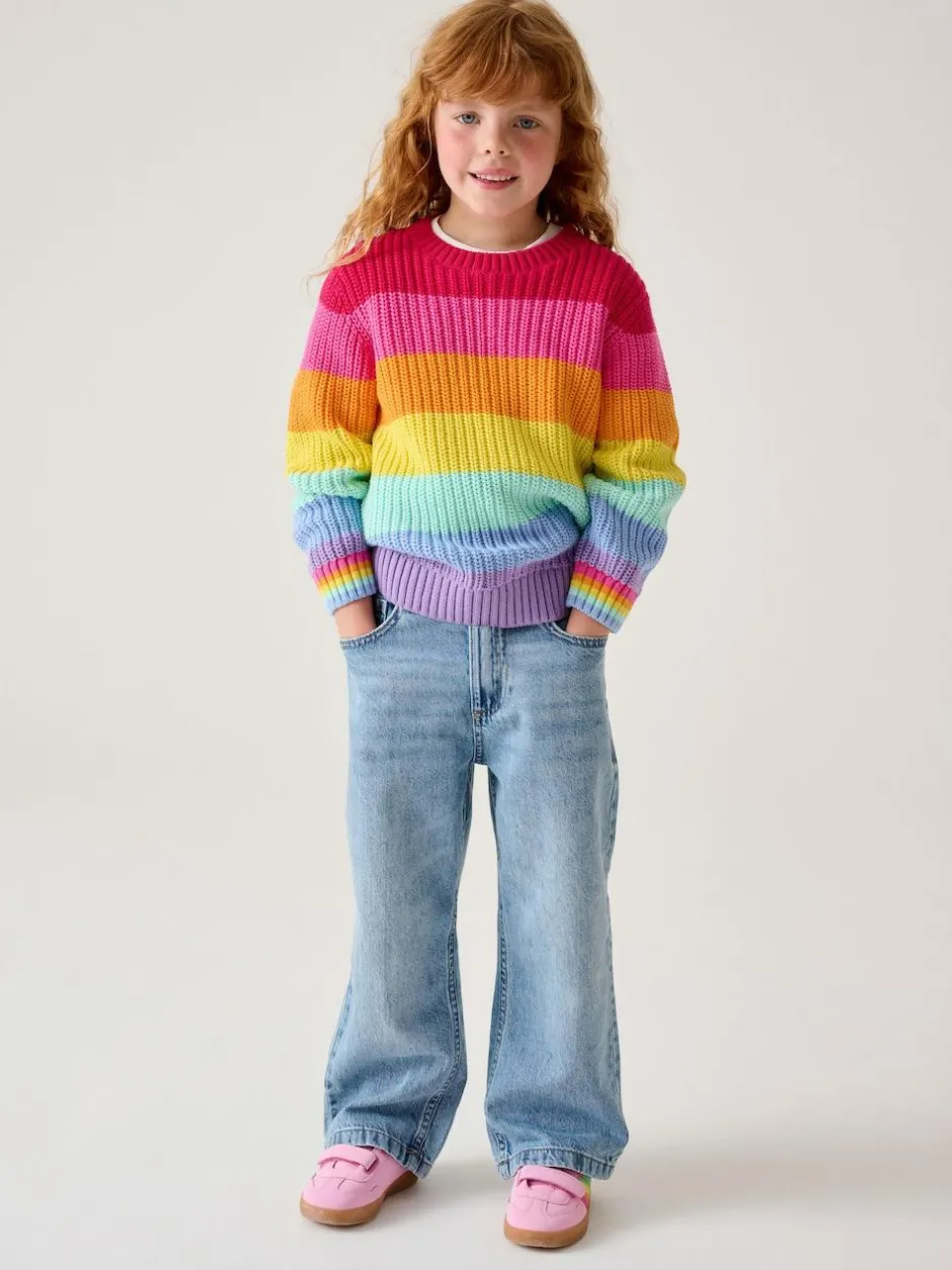 Little Bird by Jools Oliver Knitted Colourblock Jumper Pastel Rainbow Stripe Sale