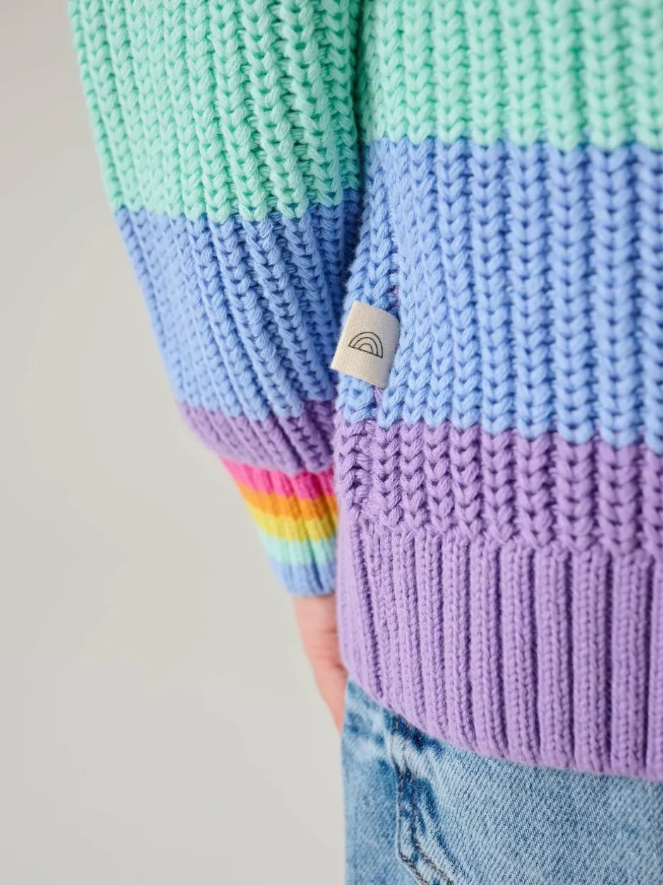 Little Bird by Jools Oliver Knitted Colourblock Jumper Pastel Rainbow Stripe Sale