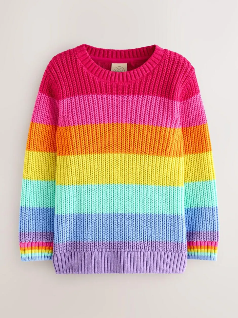 Little Bird by Jools Oliver Knitted Colourblock Jumper Pastel Rainbow Stripe Sale