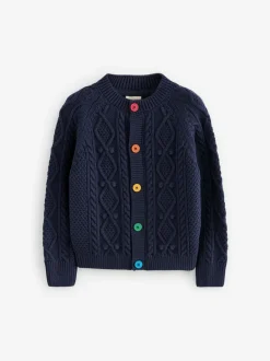 Little Bird by Jools Oliver Knitted Cable Cotton Cardigan Navy