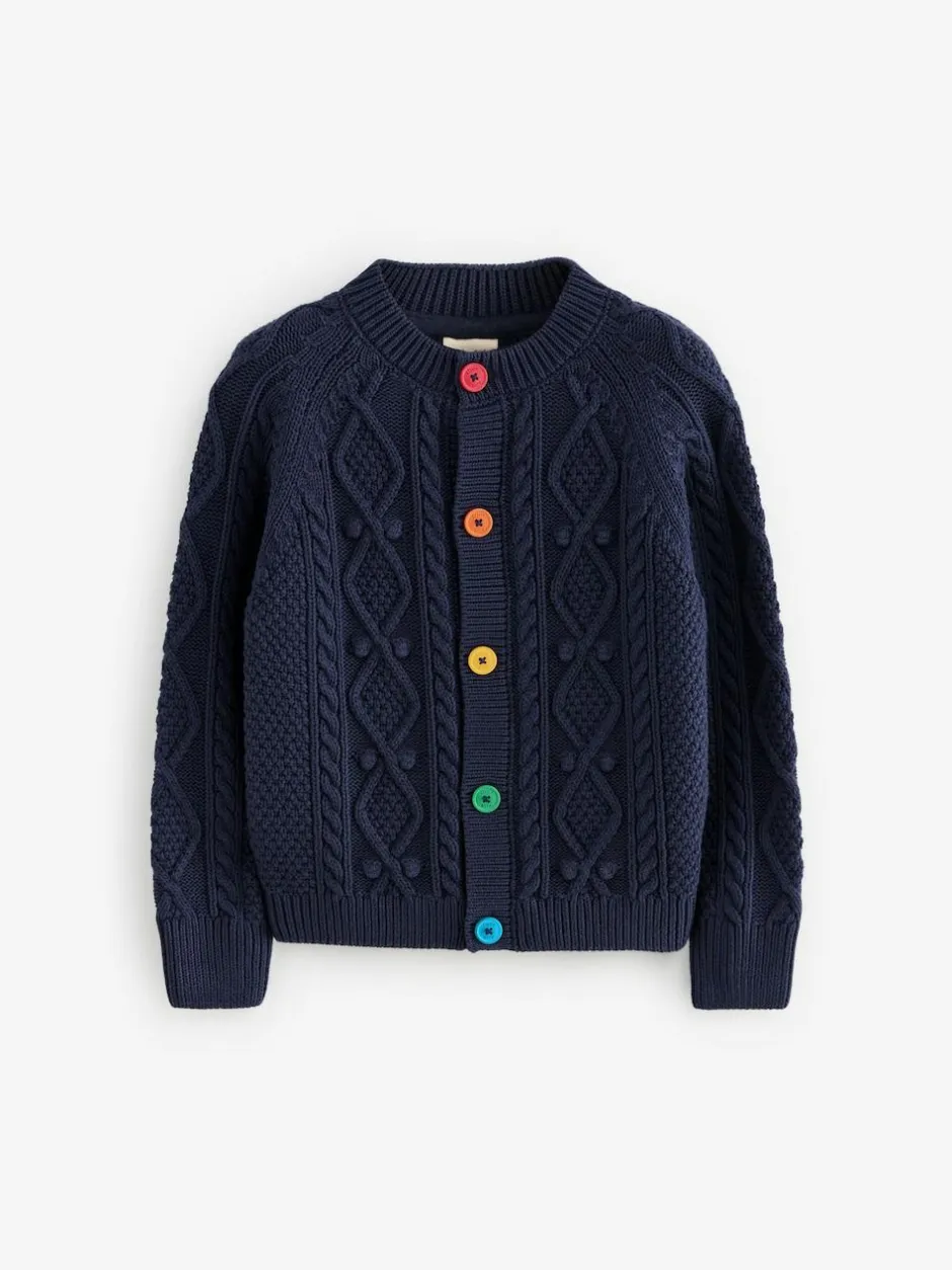 Little Bird by Jools Oliver Knitted Cable Cotton Cardigan Navy