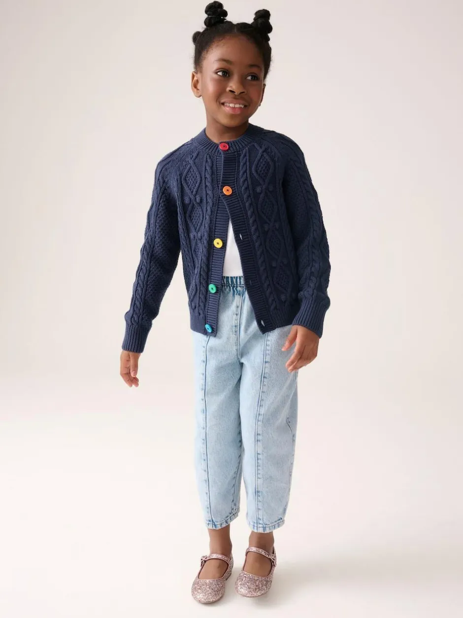 Little Bird by Jools Oliver Knitted Cable Cotton Cardigan Navy