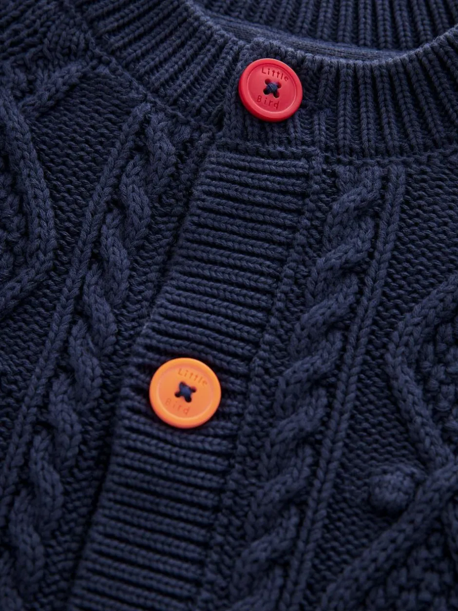 Little Bird by Jools Oliver Knitted Cable Cotton Cardigan Navy