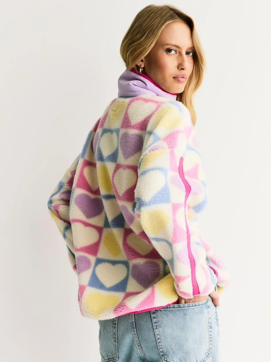 Little Bird by Jools Oliver Multi Heart Colourblock Borg Fleece Online