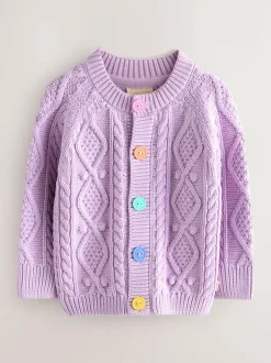 Little Bird by Jools Oliver Knitted Cable Cotton Cardigan Lilac Purple Discount