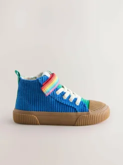 Little Bird by Jools Oliver Corduroy Borg Lined Hi-Top Trainers Multi Rainbow Best