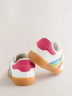Little Bird by Jools Oliver White Younger Gum Sole Trainers with Rainbow Stripe Outlet
