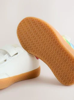 Little Bird by Jools Oliver White Younger Gum Sole Trainers with Rainbow Stripe Outlet