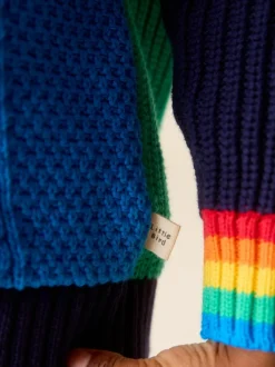 Little Bird by Jools Oliver Knitted V-Neck Cardigan Bright Colourblock Outlet