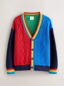 Little Bird by Jools Oliver Knitted V-Neck Cardigan Bright Colourblock Outlet