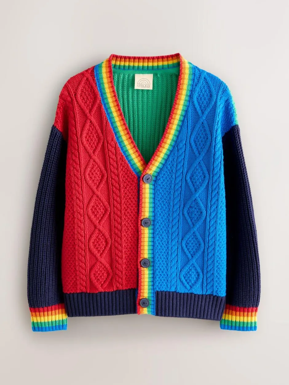 Little Bird by Jools Oliver Knitted V-Neck Cardigan Bright Colourblock Outlet