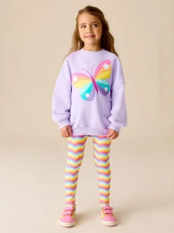 Little Bird by Jools Oliver 2 Piece Jumper and Leggings Set Lilac Purple Butterfly Discount