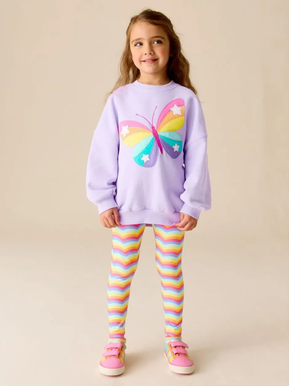 Little Bird by Jools Oliver 2 Piece Jumper and Leggings Set Lilac Purple Butterfly Discount