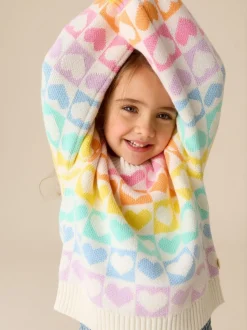 Little Bird by Jools Oliver Knitted Colourblock Jumper Pastel Rainbow Hearts New