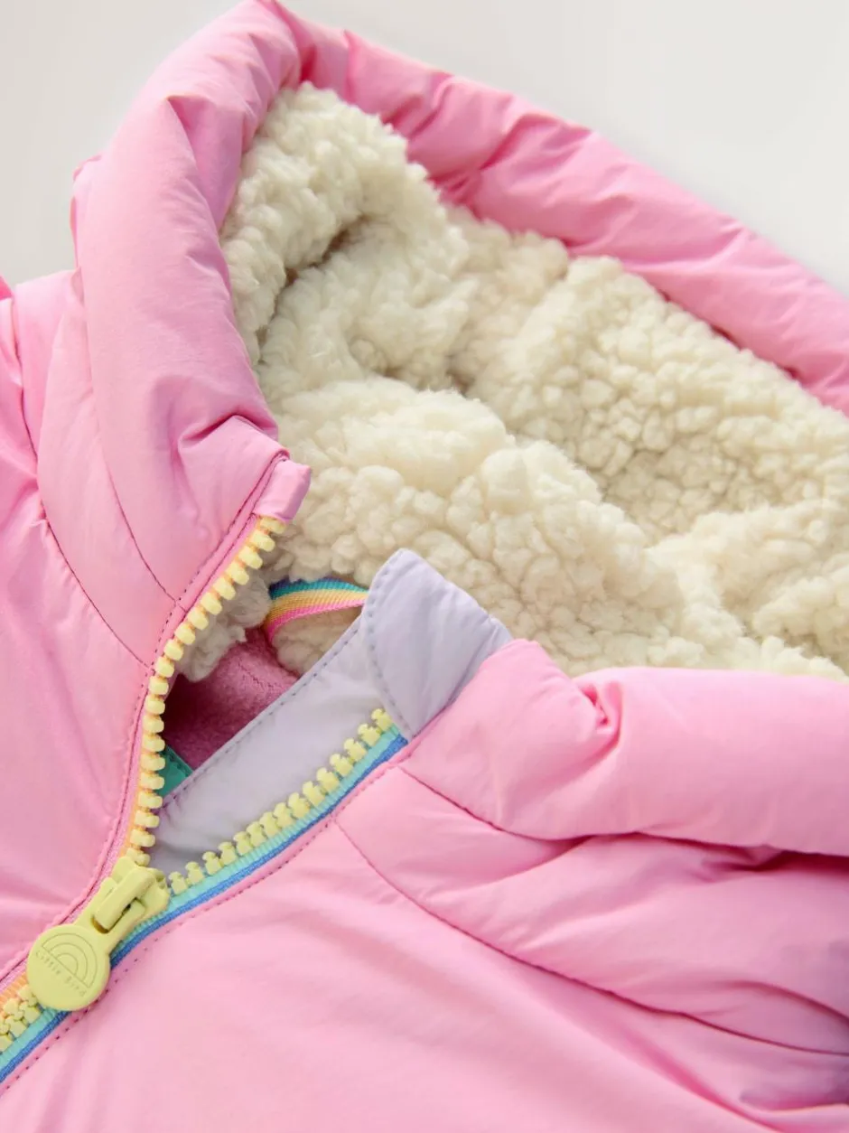 Little Bird by Jools Oliver Pink Pastel Rainbow Colourblock Shower Resistant Snowsuit Discount
