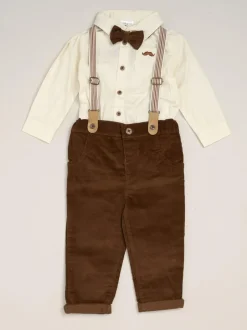 Little Gent Corduroy Bow Tie Mock Shirt and Trousers With Braces Outfit Set Best