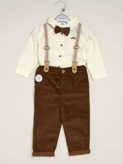 Little Gent Corduroy Bow Tie Mock Shirt and Trousers With Braces Outfit Set Best