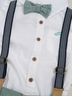 Little Gent Corduroy Bow Tie Mock Shirt and Trousers With Braces Outfit Set Hot