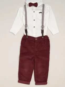 Little Gent Corduroy Bow Tie Mock Shirt and Trousers With Braces Outfit Set Outlet