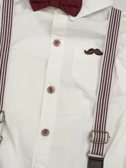 Little Gent Corduroy Bow Tie Mock Shirt and Trousers With Braces Outfit Set Outlet