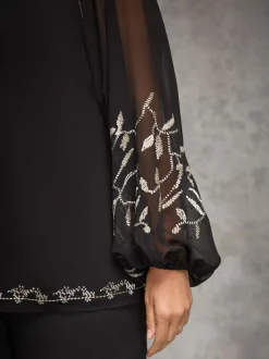 Live Unlimited Black Blouse with Gold Embellishment Clearance
