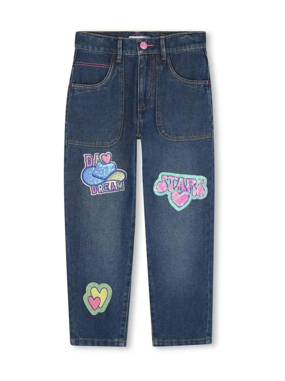 Billieblush Logo Denim Jeans With Appliqué Detail Best