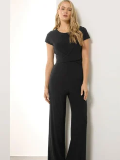 Long Tall Sally Black Twist Front ITY Jumpsuit Hot