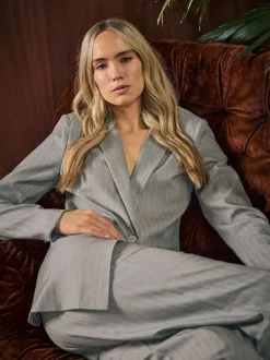 Long Tall Sally Grey Pinstripe Blazer Online