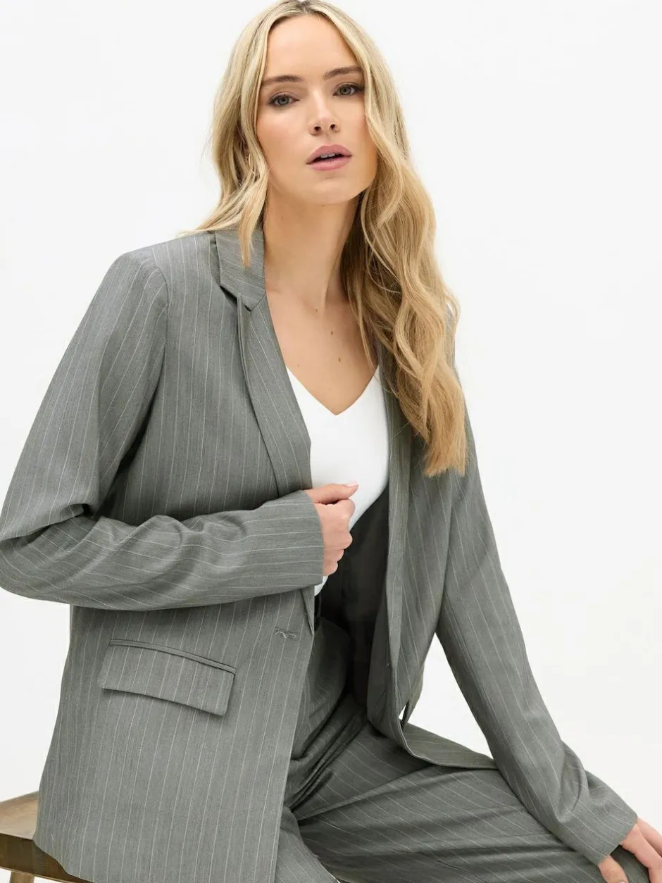 Long Tall Sally Grey Pinstripe Blazer Online