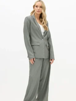 Long Tall Sally Grey Pinstripe Blazer Online
