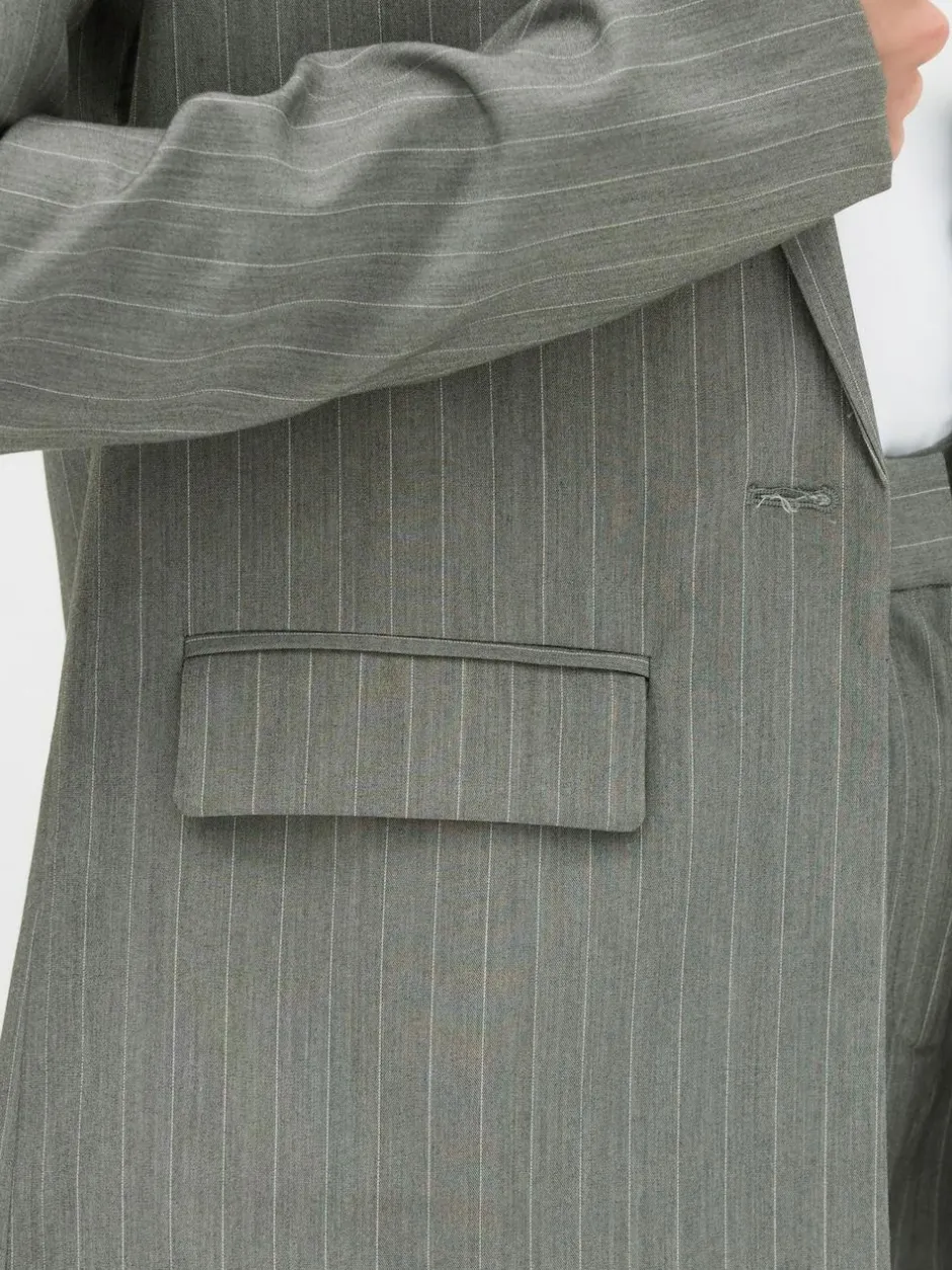 Long Tall Sally Grey Pinstripe Blazer Online