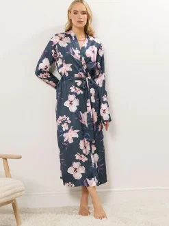Long Tall Sally Satin Maxi Robe Grey Sale
