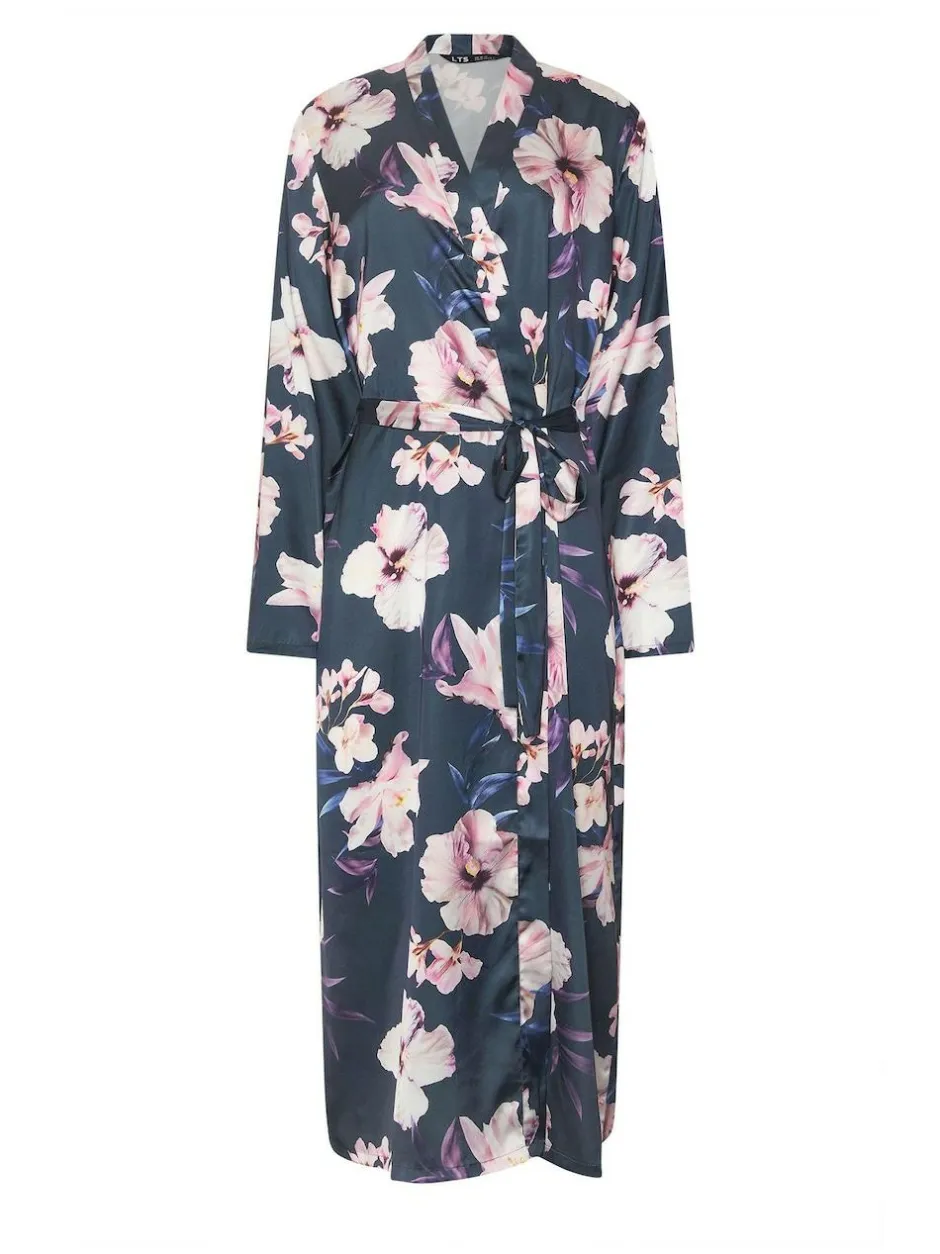 Long Tall Sally Satin Maxi Robe Grey Sale