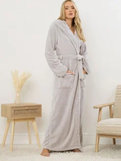 Long Tall Sally Natural Cotton Touch Hooded Maxi Robe Hot
