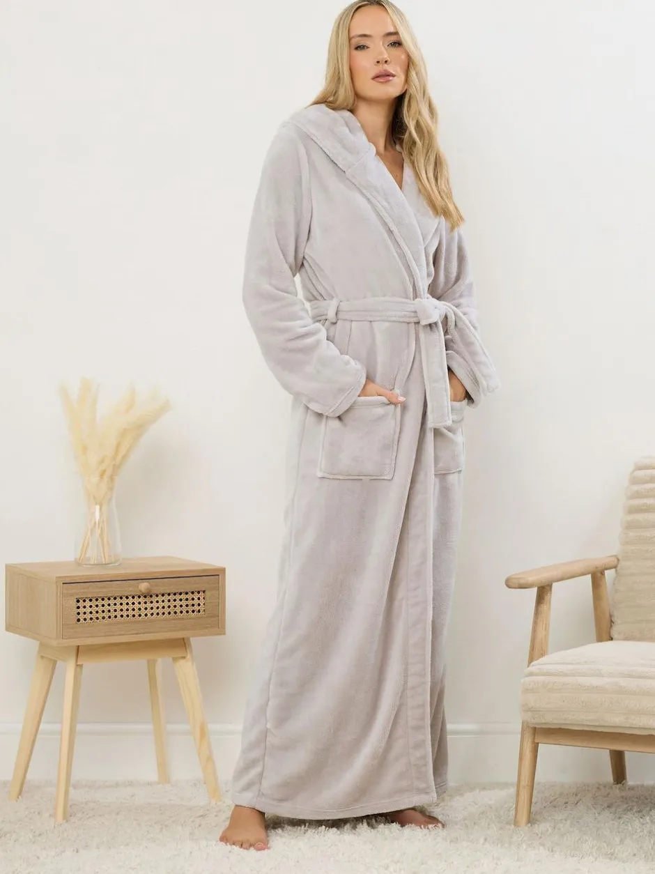 Long Tall Sally Natural Cotton Touch Hooded Maxi Robe Hot