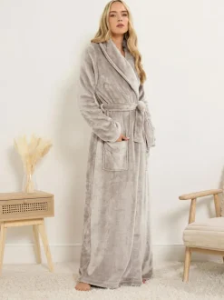 Long Tall Sally Super Luxe Shawl Maxi Robe Natural Sale